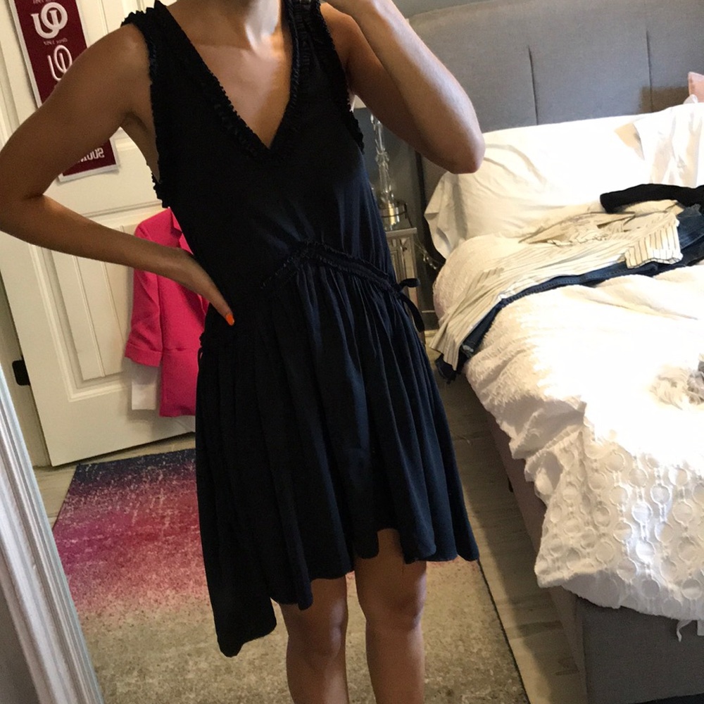 Black ruffle asymmetrical dress